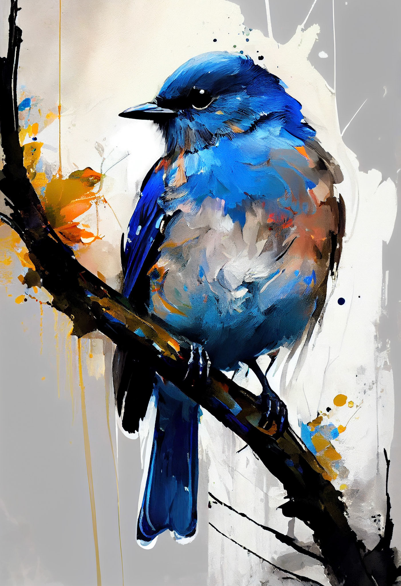 Bluebird Sitting On A Branch #1