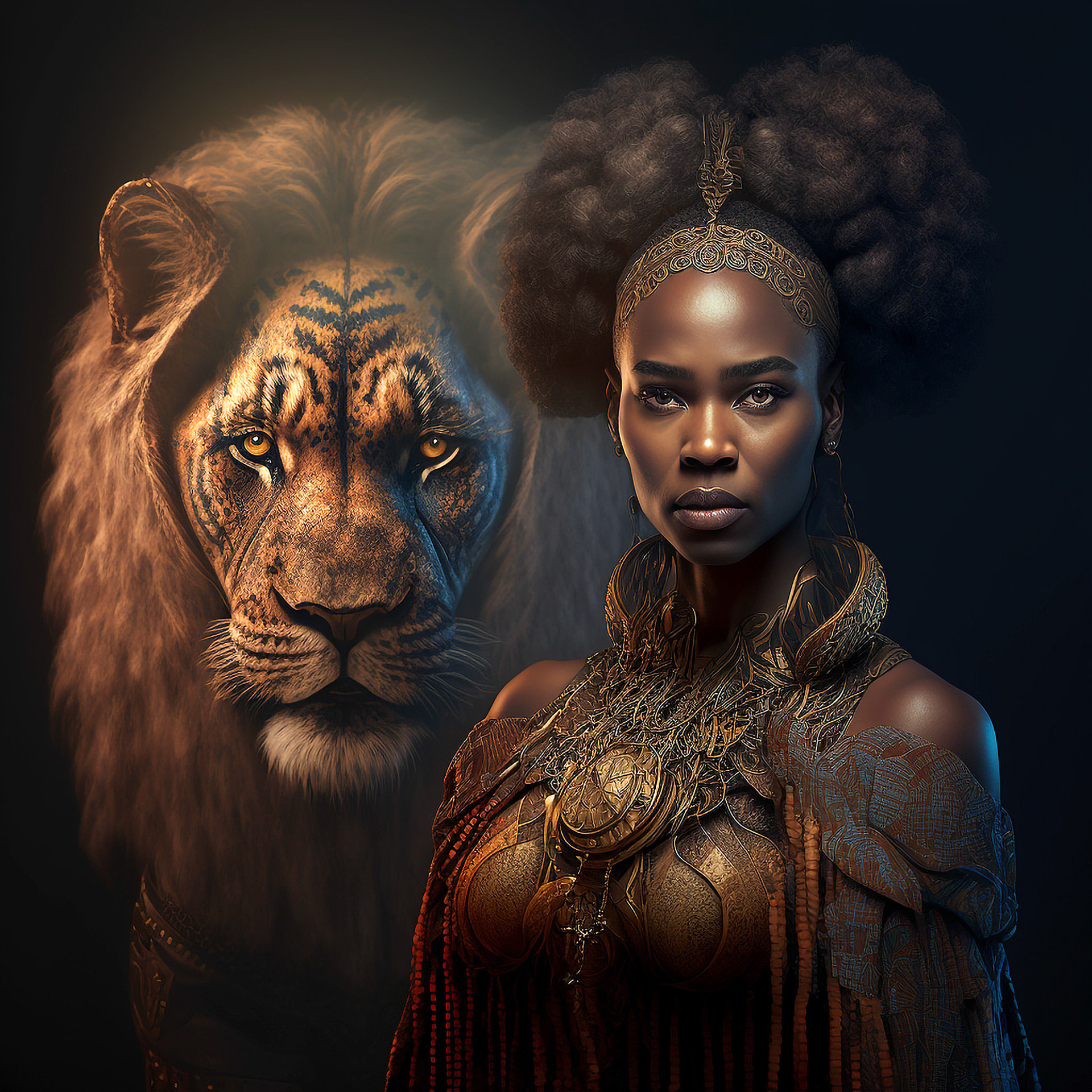 Queen Posing Her Pet Iiger #1