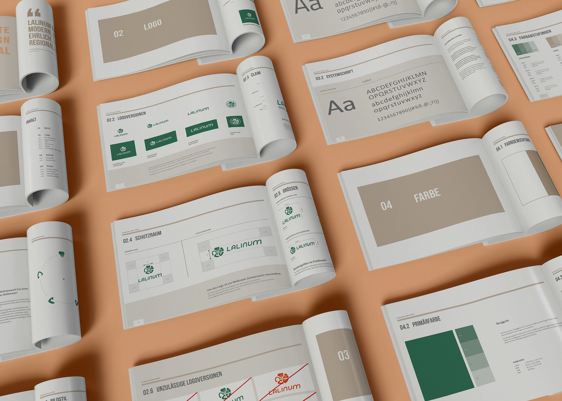 Corporate Design Manual mit verschiedenen Seiten