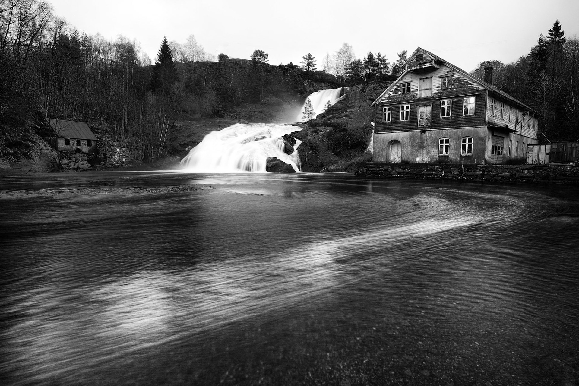 Old fabric by waterfall