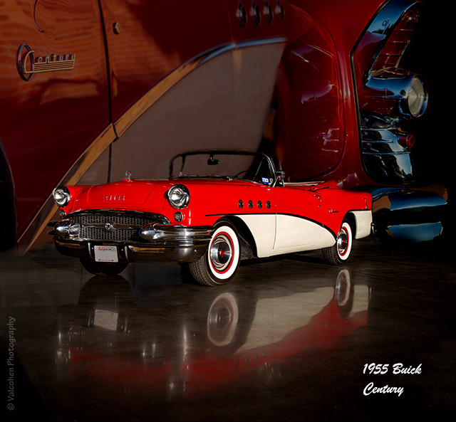 Garage Montage, Fine Art, Classic Car, Reflection, 1955, Buick, Century, Convertible, Red, White