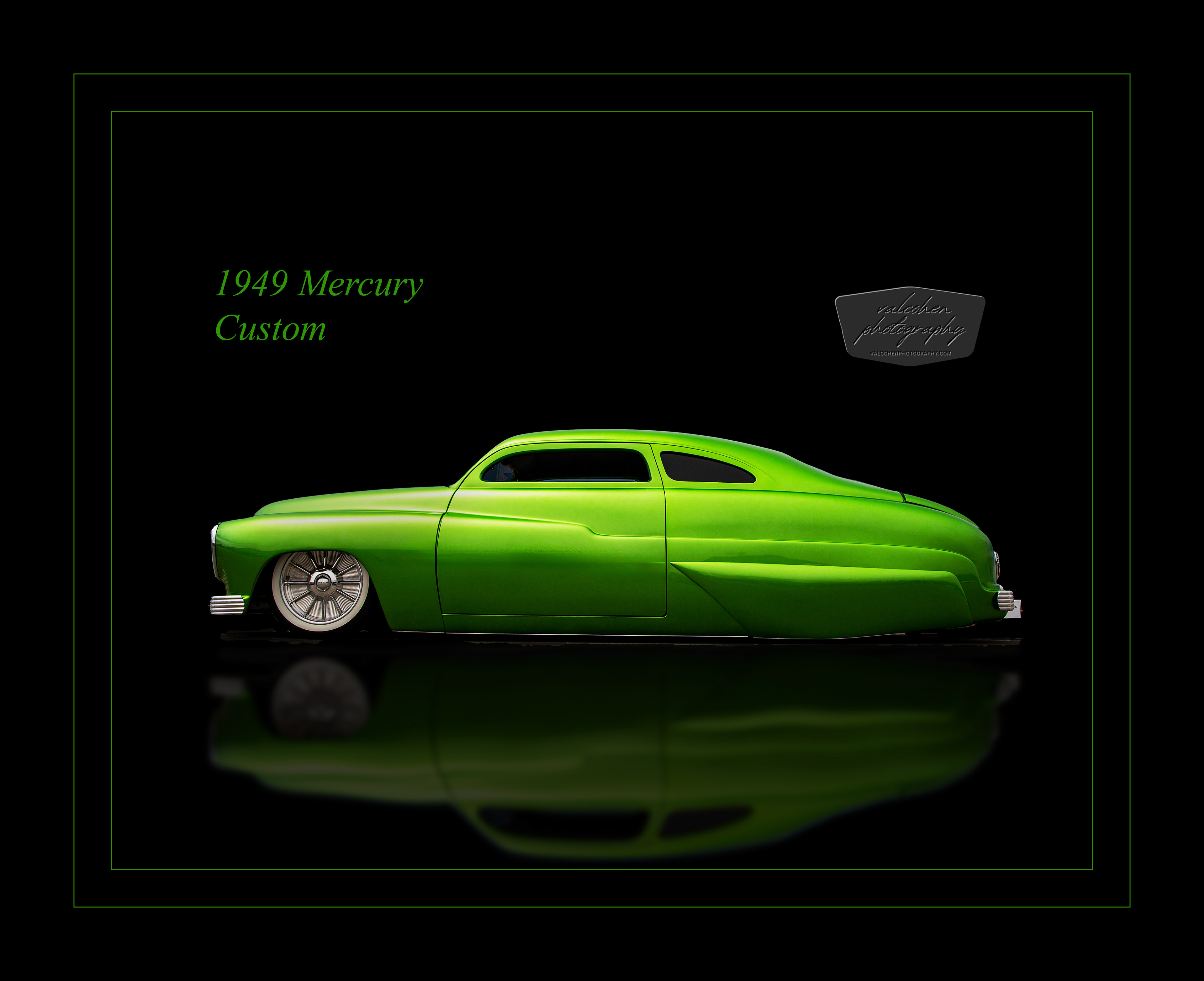Reflection of the Past, Fine Art, Classic Car, Reflection, 1949, Mercury, Custom Car, Green, Lowrider, Chopped
