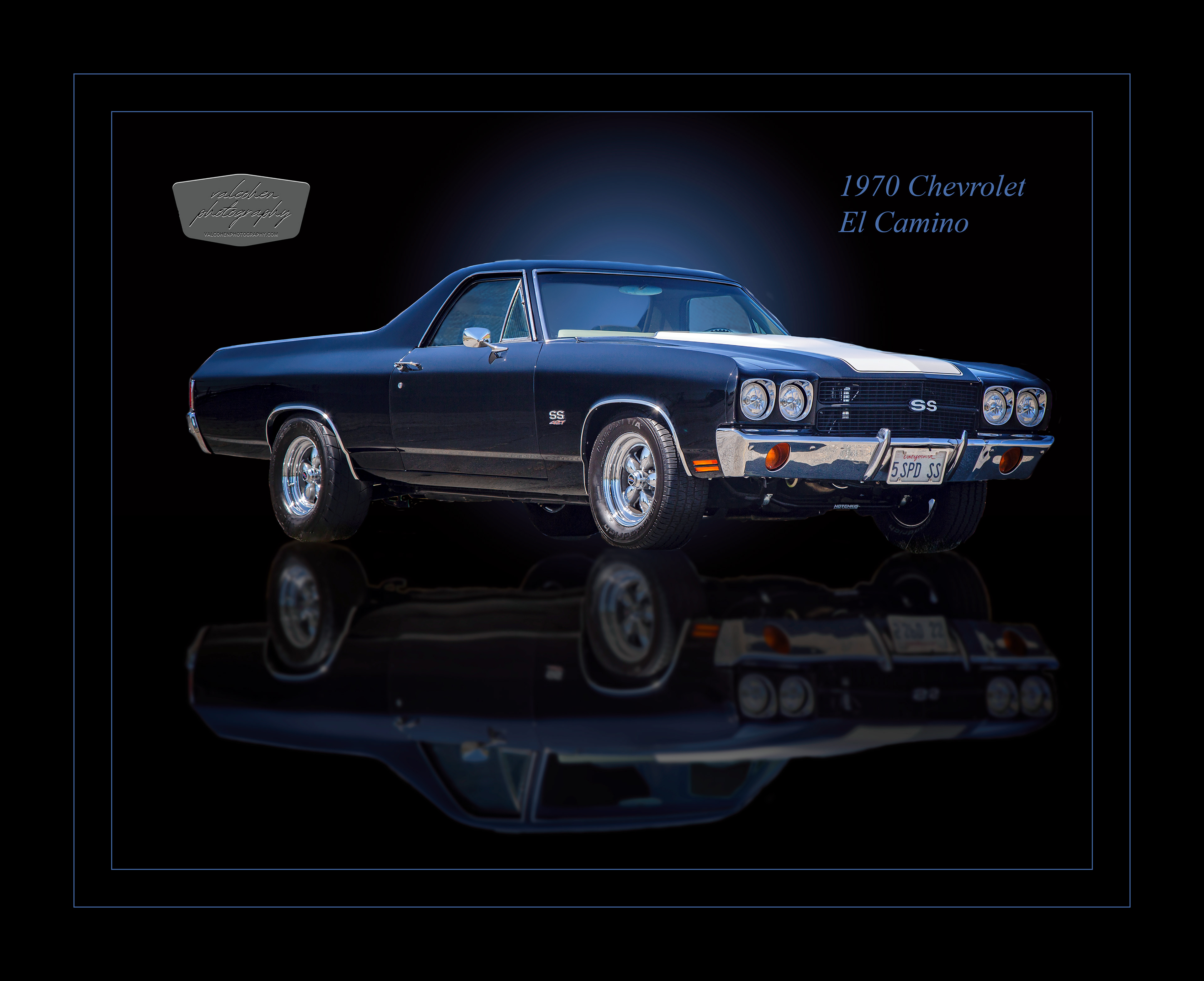 Reflection of the Past, Fine Art, Classic Car, Reflection, 1970, Chevrolet, El Camino, Black