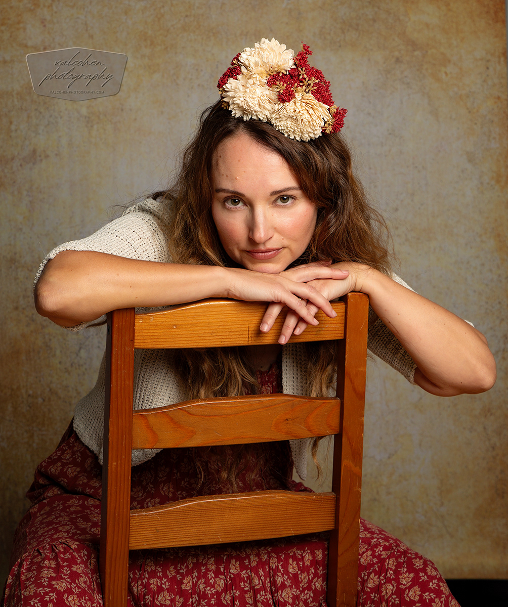 Portrait, Female, Fall Colors, Hair Flowers, Chair
