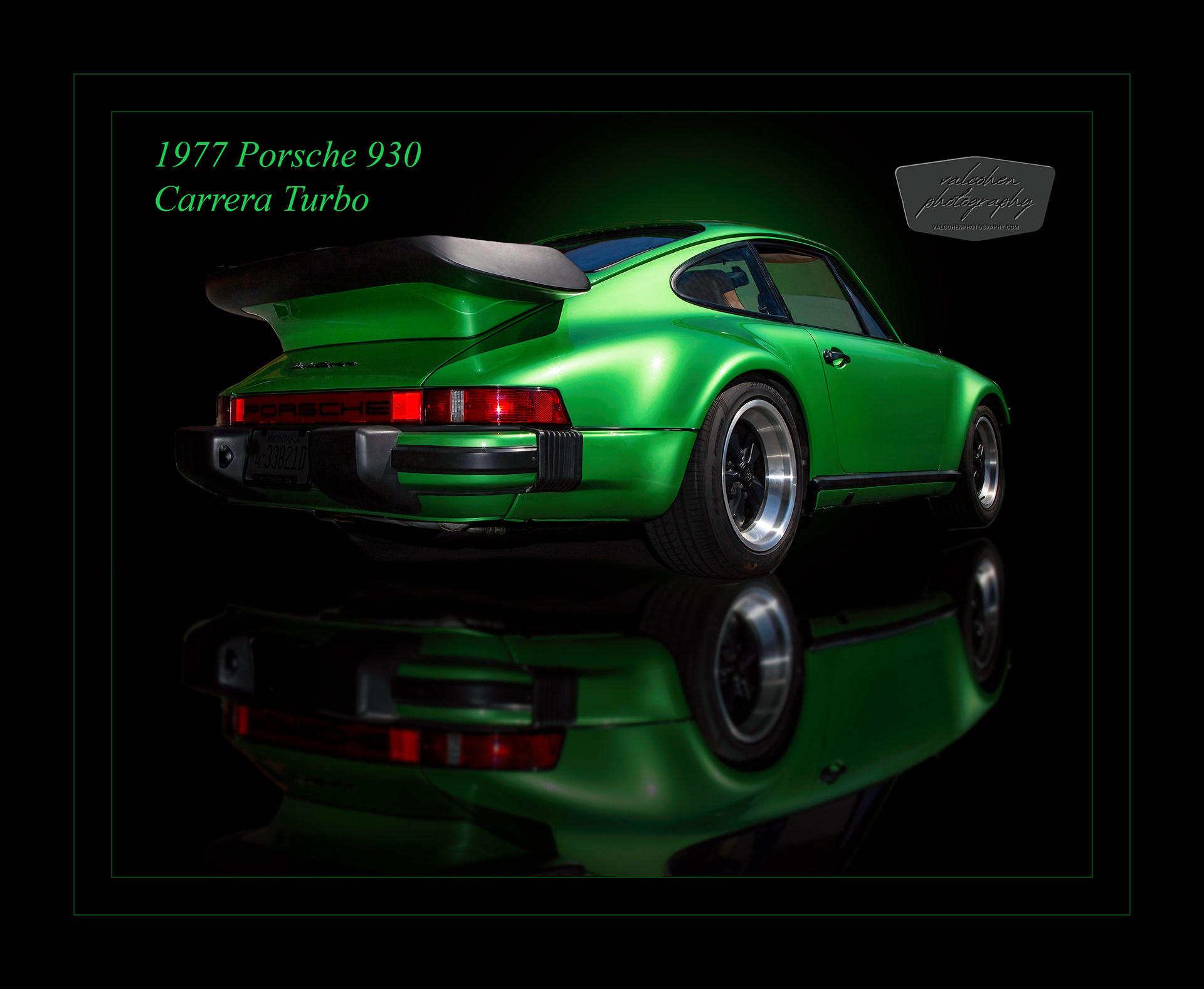 Reflection of the Past, Fine Art, Classic Car, Reflection, 1977, Porsche, Carrera, Turbo, Green, Whale Tail