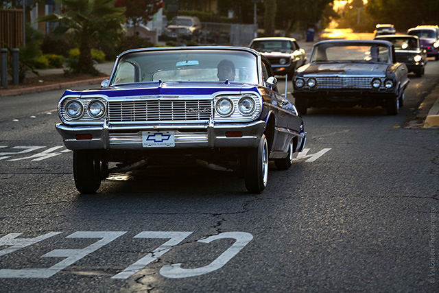 Sunset cruise, classic car, cruising, lowrider, Chevrolet