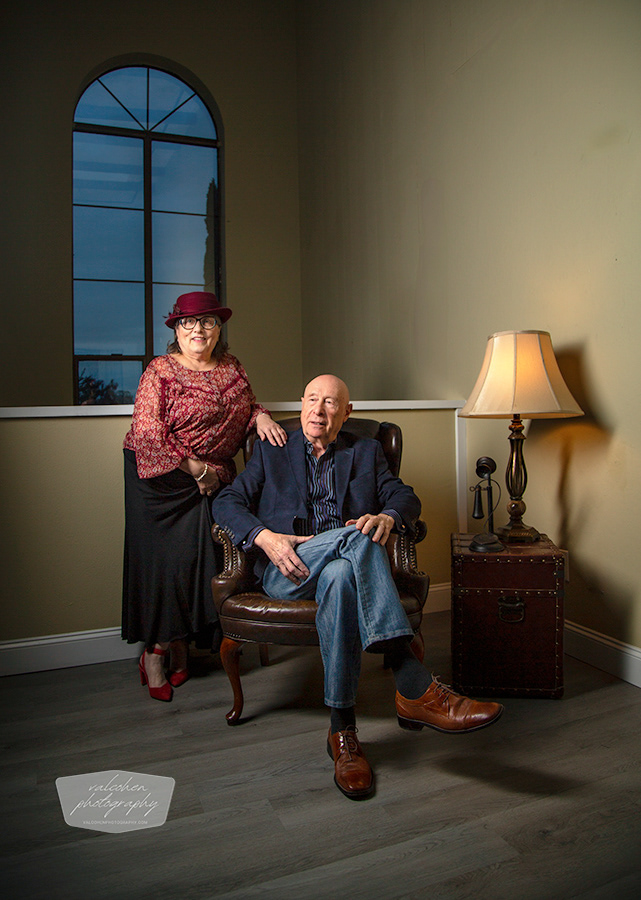 Portrait, Couple, Leather Armchair, Vintage Phone