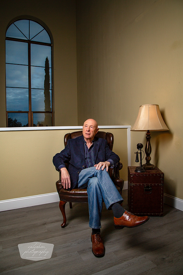 Portrait, Male, Leather Armchair, Vintage Phone, Study