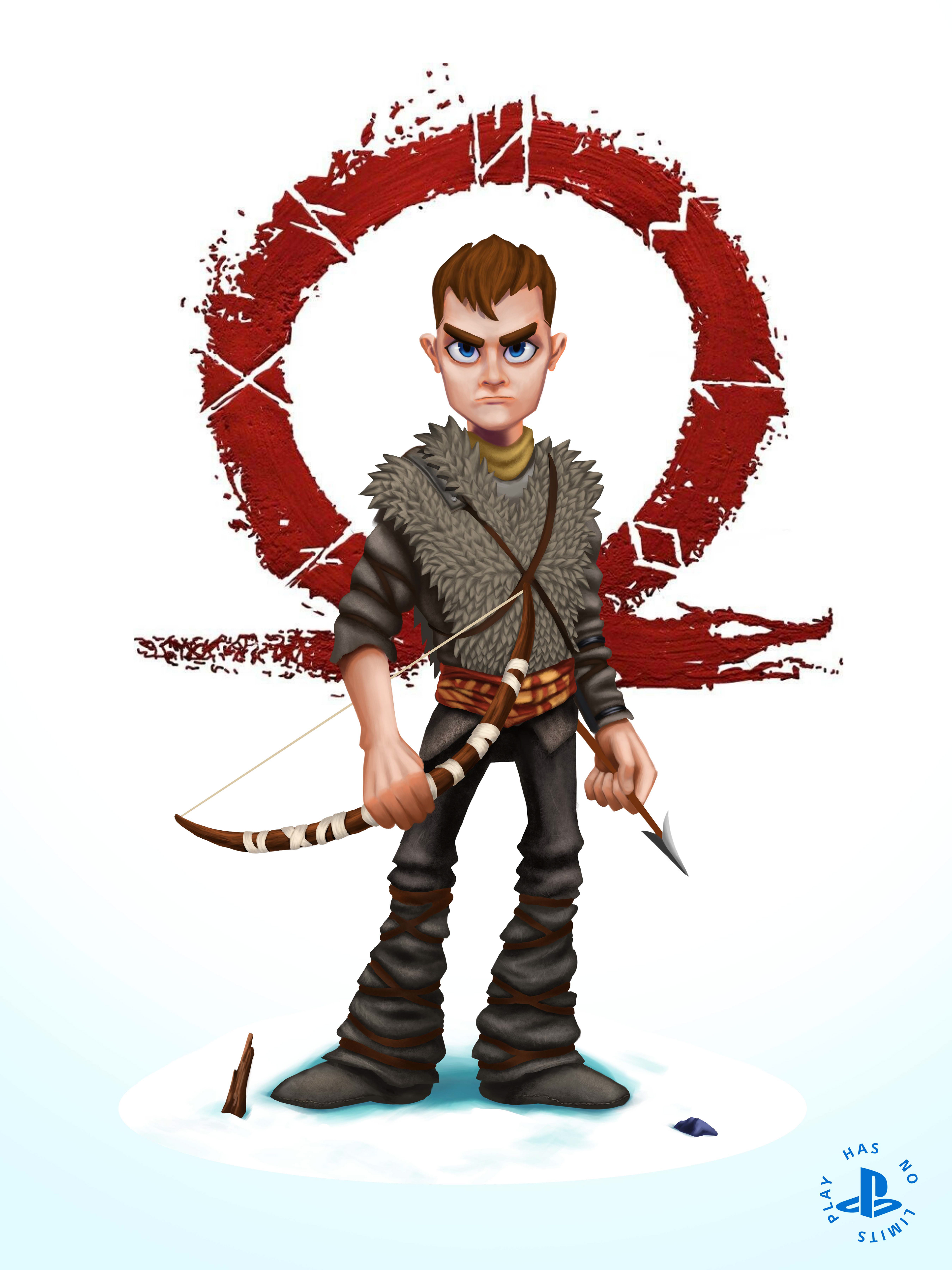Illustration of Atreus from God of War.