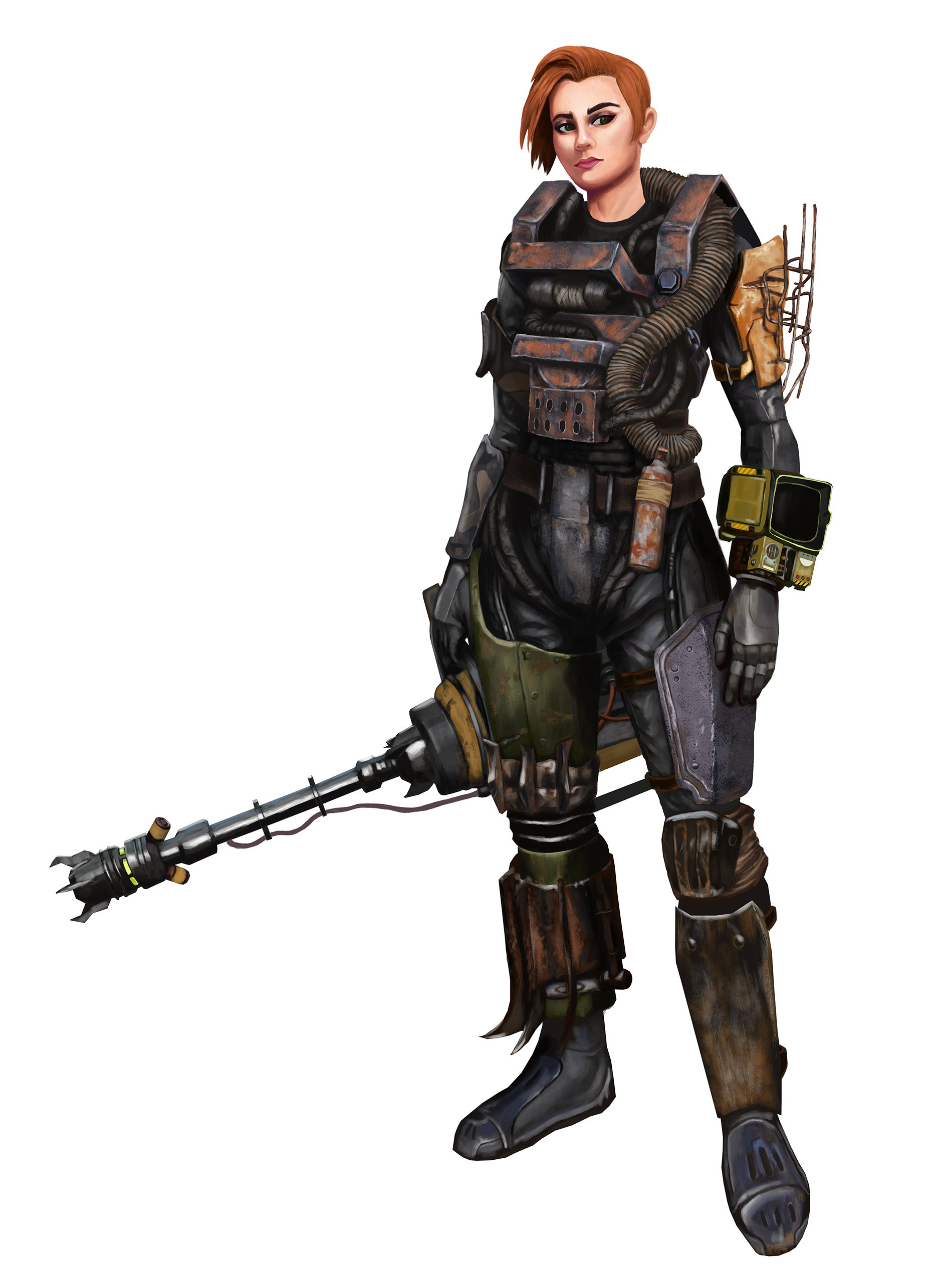 Unfinished concept of a wasteland character for Fallout. Lots of details to add, build upon, or change.