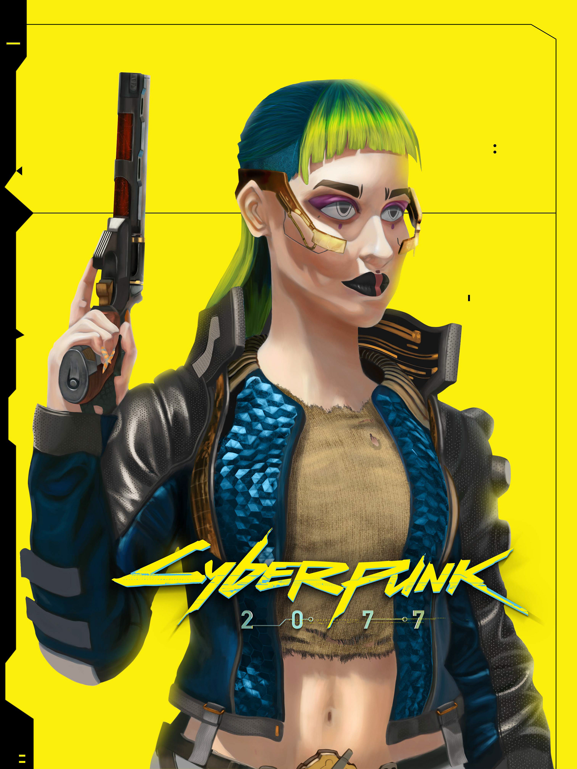 Fan art of a character I made for Cyberpunk 2077.