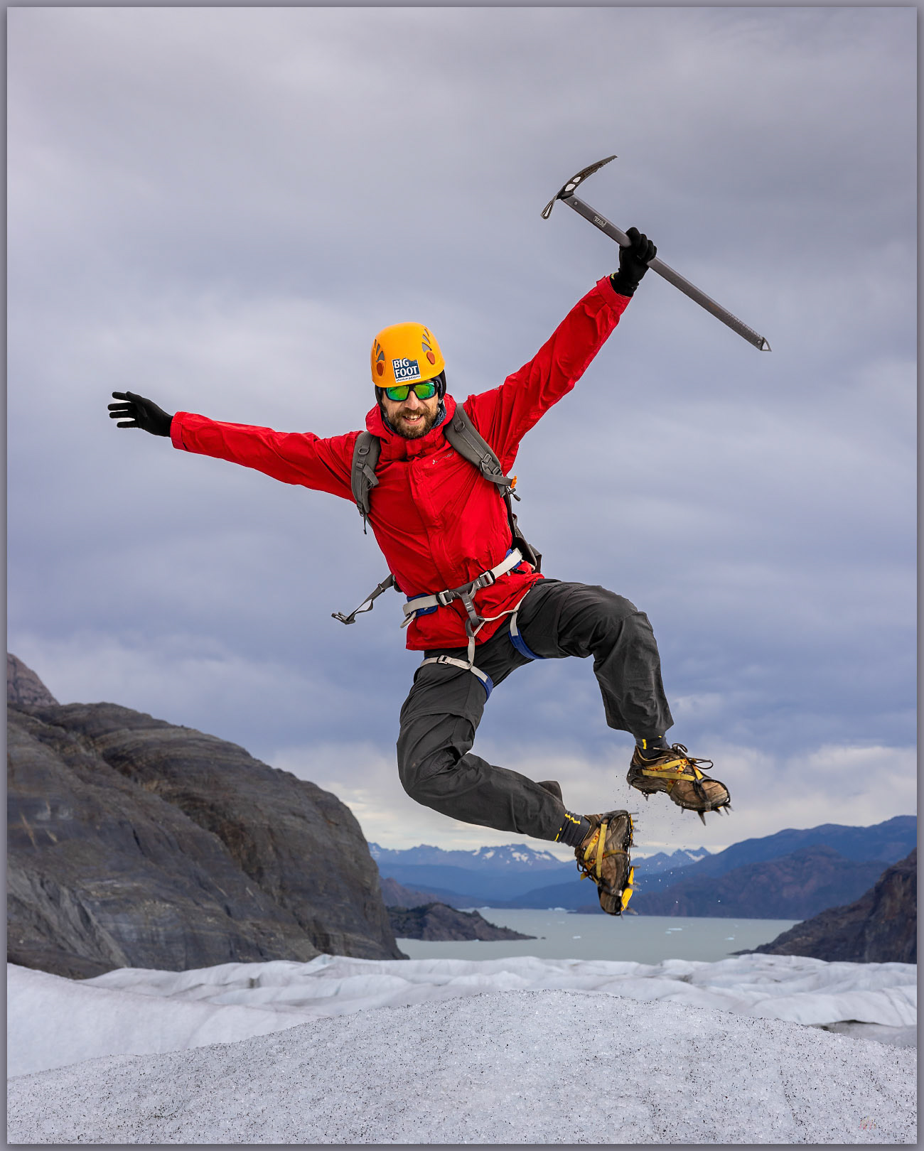 The crazy Belgian, Bart on Glacier Grey, Torres del Paine National Park, Chile