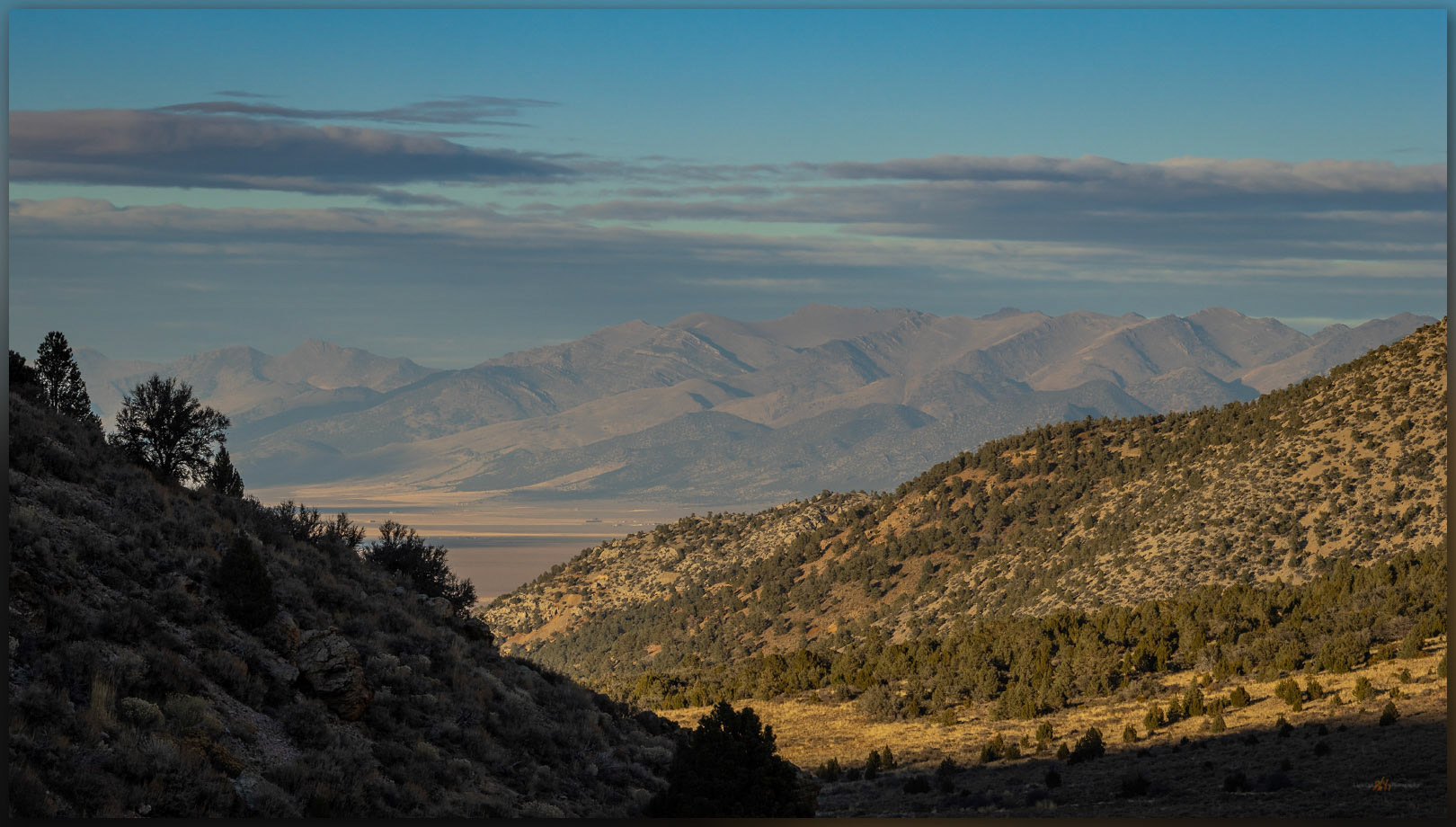 Below Mountain Boy. Looking into Diamond Valley from the slopes of the Mountain Boy Range, Great Basin Desert, NV, USA