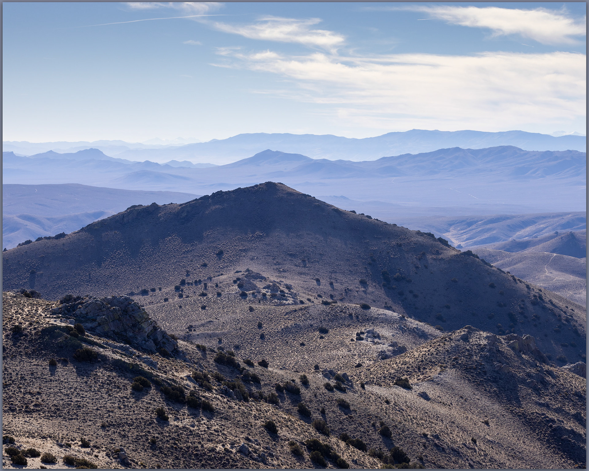 The southern view from the summit of Juniper Mountain, Great Basin Desert, NV, USA