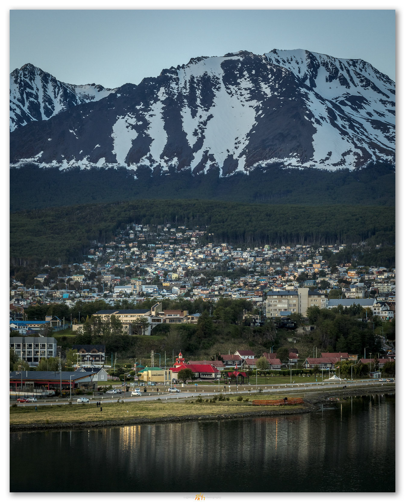 Ushuaia evening. Night falls on Ushuaia, Argentina.