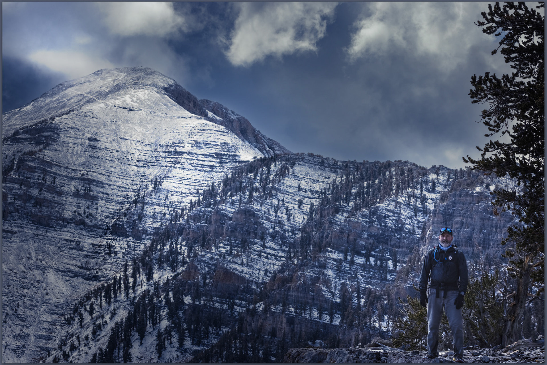 Darren enjoying the scenes of the North Loop below Charleston Peak, Spring Mountains, Mojave Desert, USA