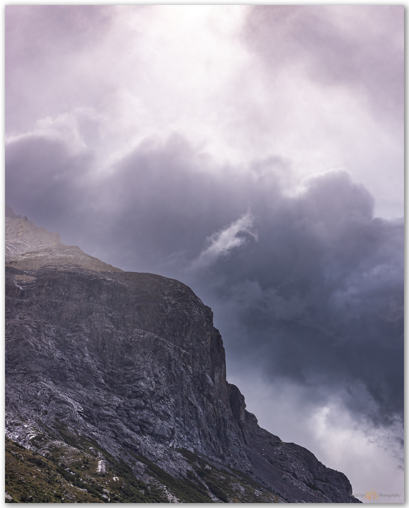 A light rain. Early drama on the edge of Los Cuernos, Torres del Paine National Park, Chile
