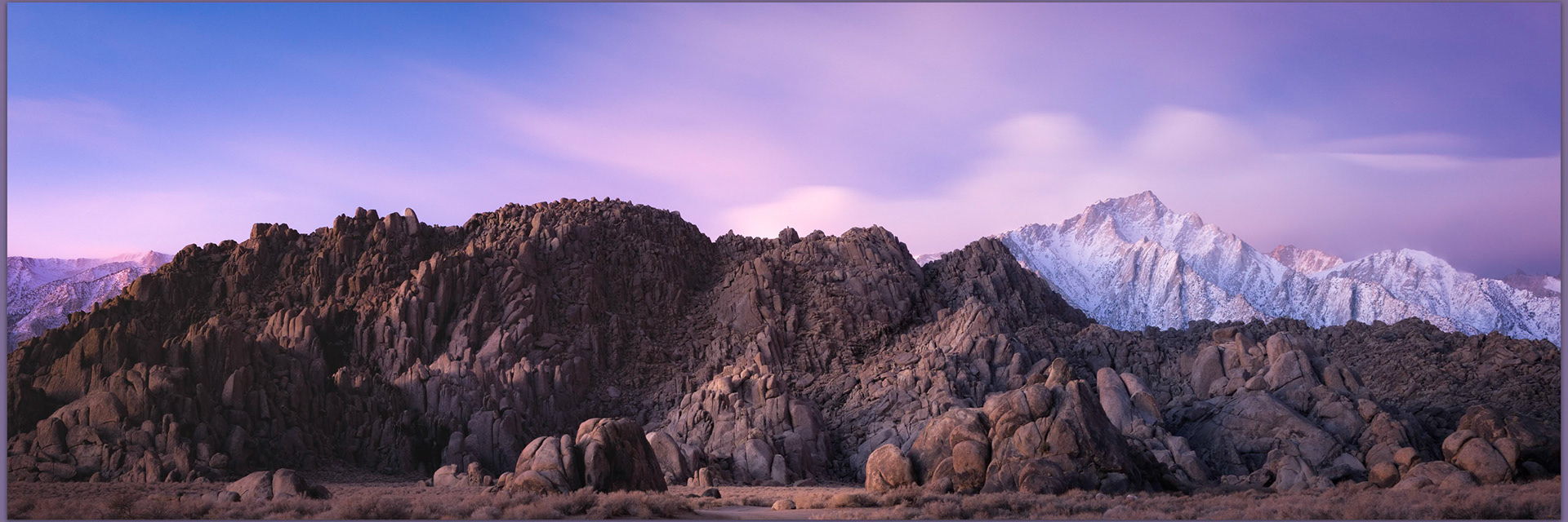 Plutonic glow. A storm clears at dawn in the. Alabama Hills, Eastern Sierra, CA, USA
