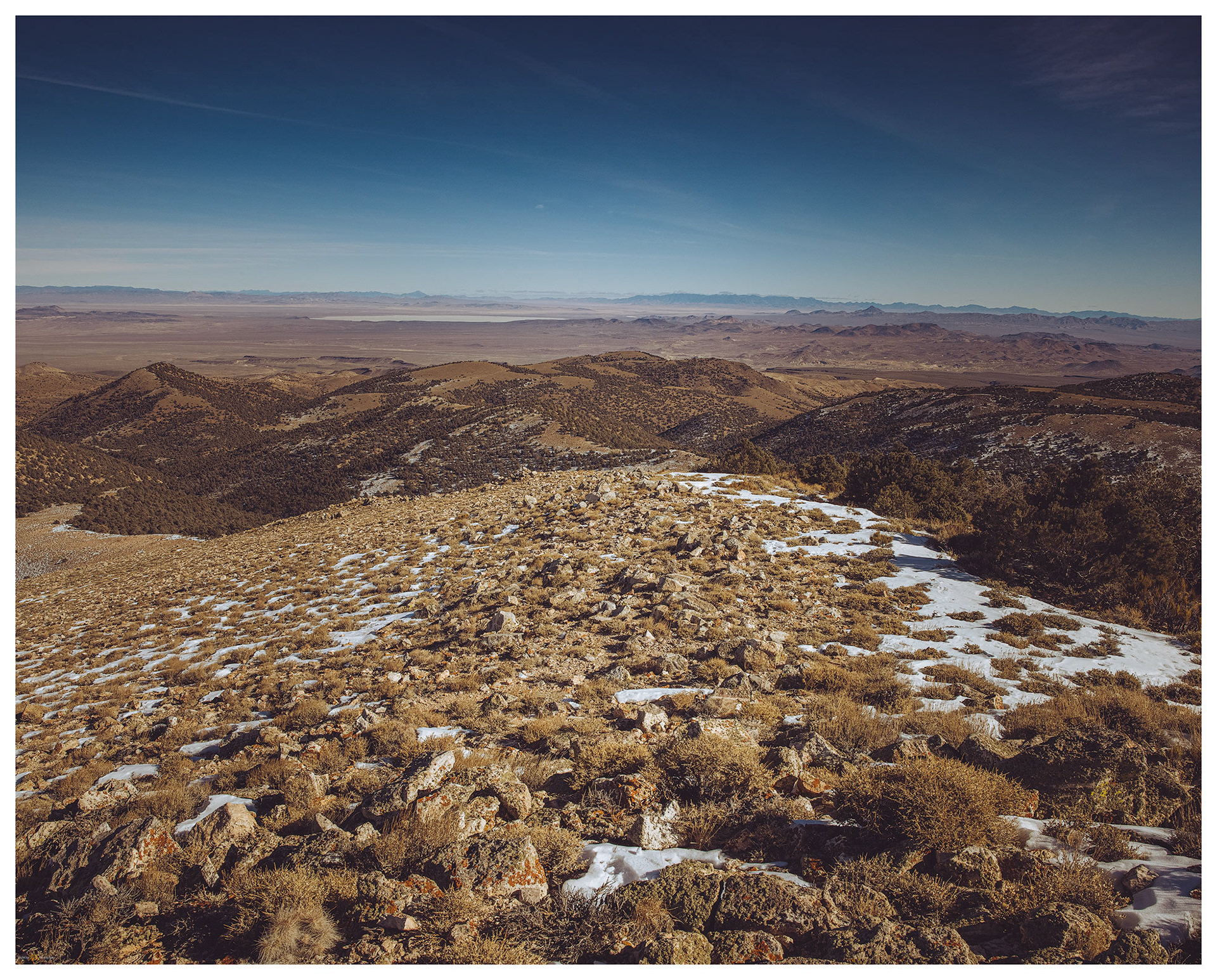 Summit view to the northeast toward the playa of Mud Lake.