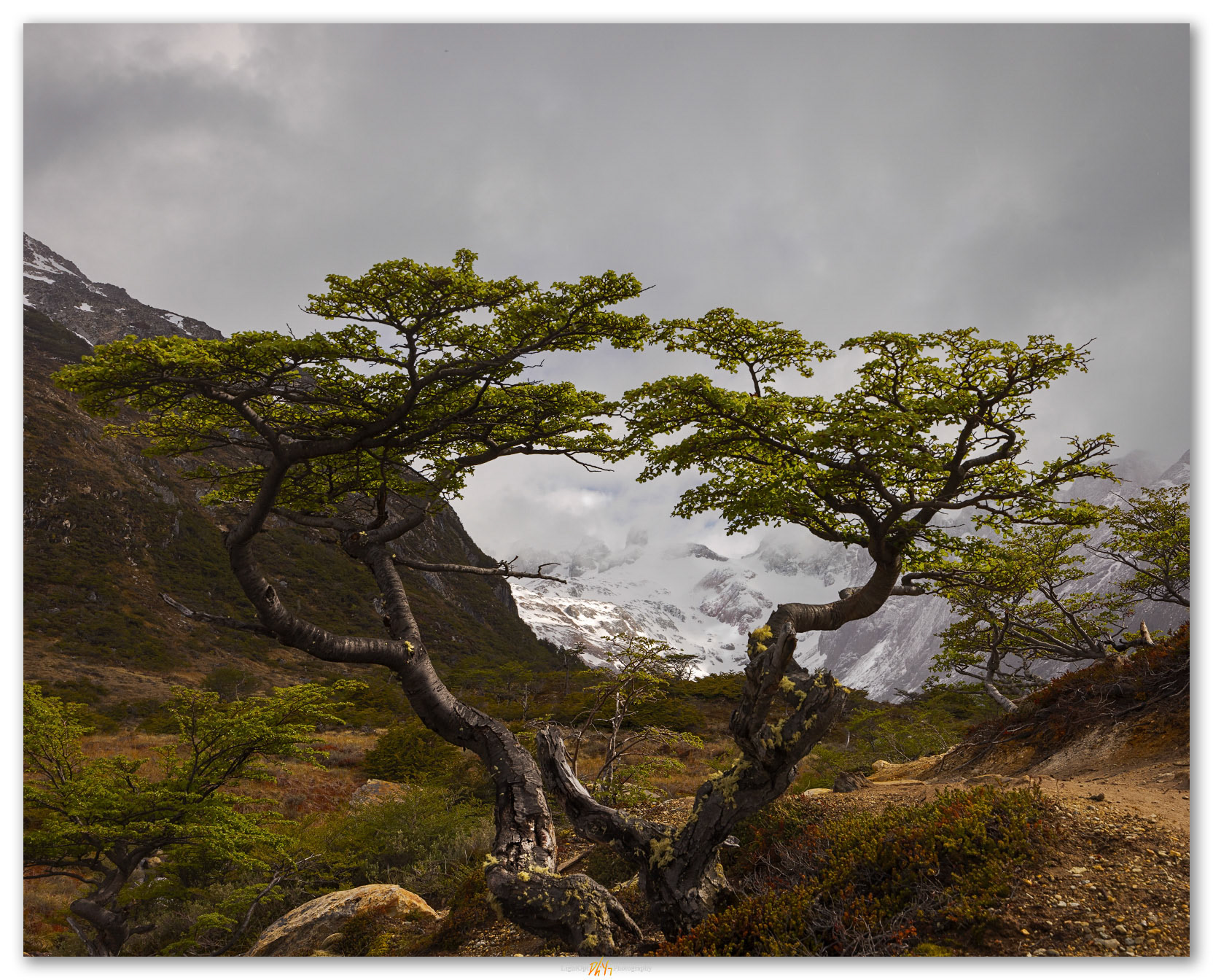 Framing. On the moraine of Laguna Esmeralda, Argentina.
