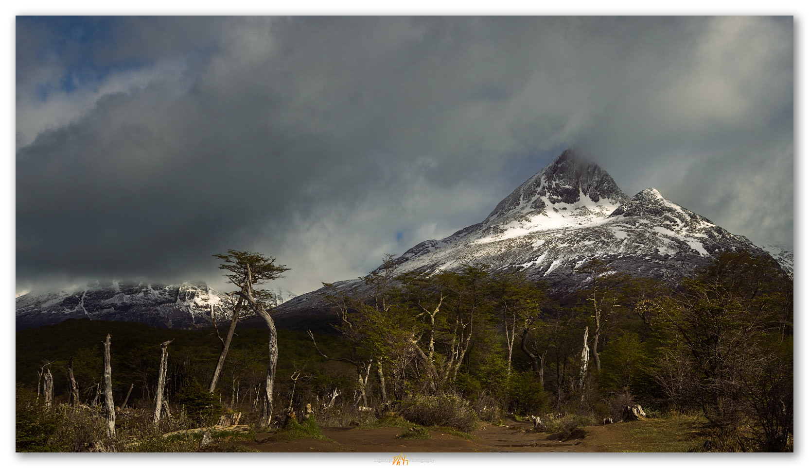 Clearings. The peaks appear above Senda Esmeralda, Argentina.