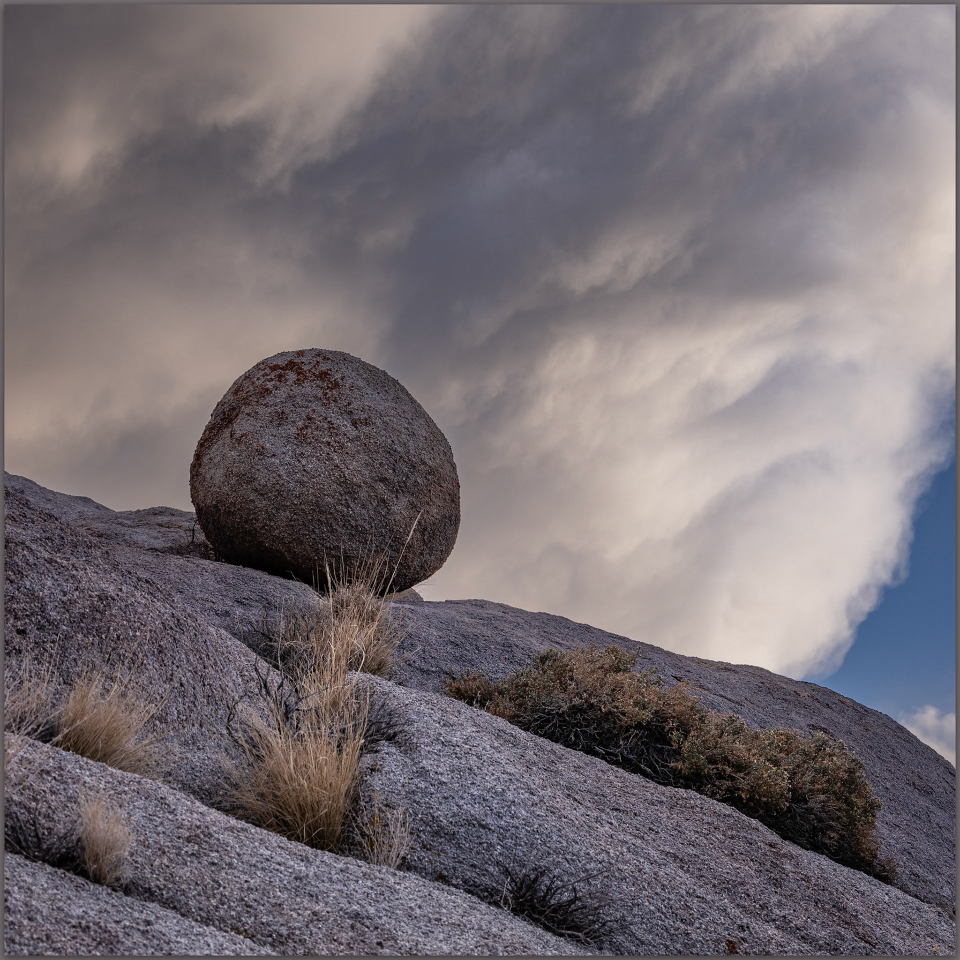Storm ball. Alabama Hills, Eastern Sierra, CA, USA