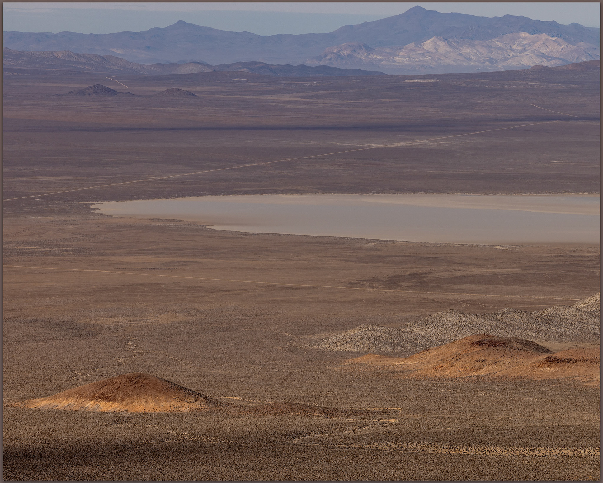 Straight-line roads lead from Bluewing to the Black Rock Desert, Great Basin Desert, NV, USA