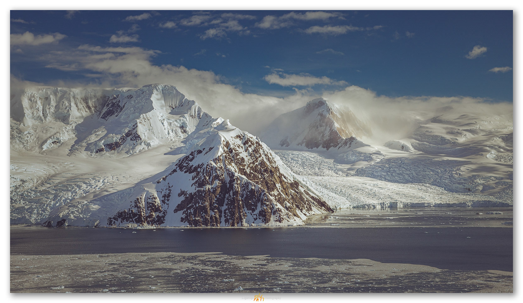 From the sea. Mountains of Neko Harbor, Antarctic Peninsula