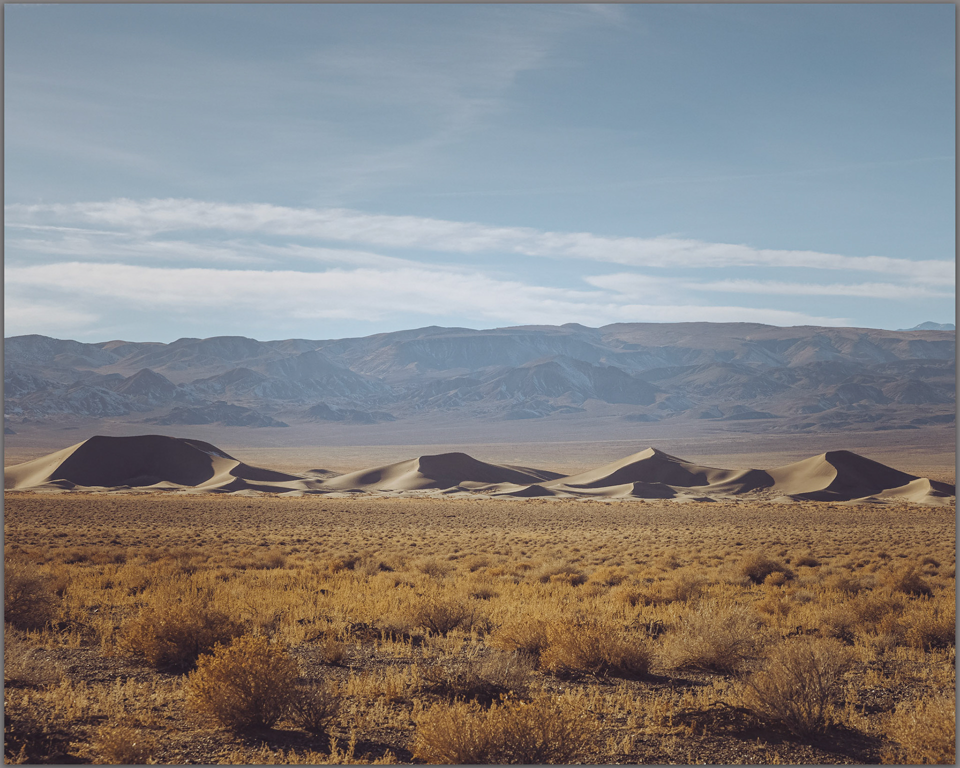 Basin alluvium arranged in aeolian dunes in the basin bottomlands, Clayton Dunes, Great Basin Desert, Nevada, USA
