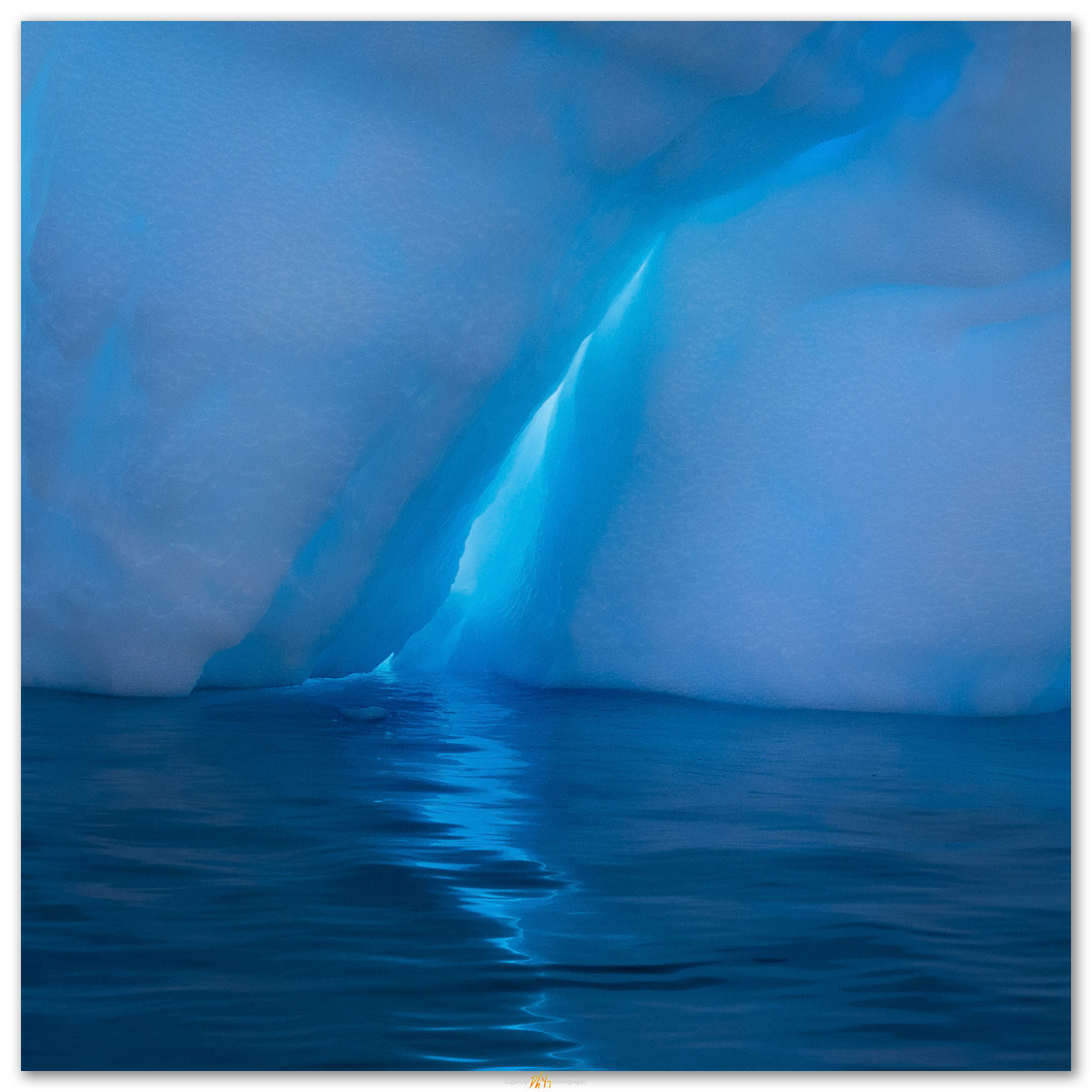 Entry. An iceberg glows from within. Antarctic Peninsula.