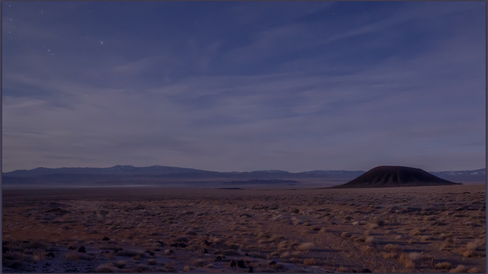Moonlight crater. A night image taken from the Monocline, Clayton Valley, Great Basin Desert, NV, USA