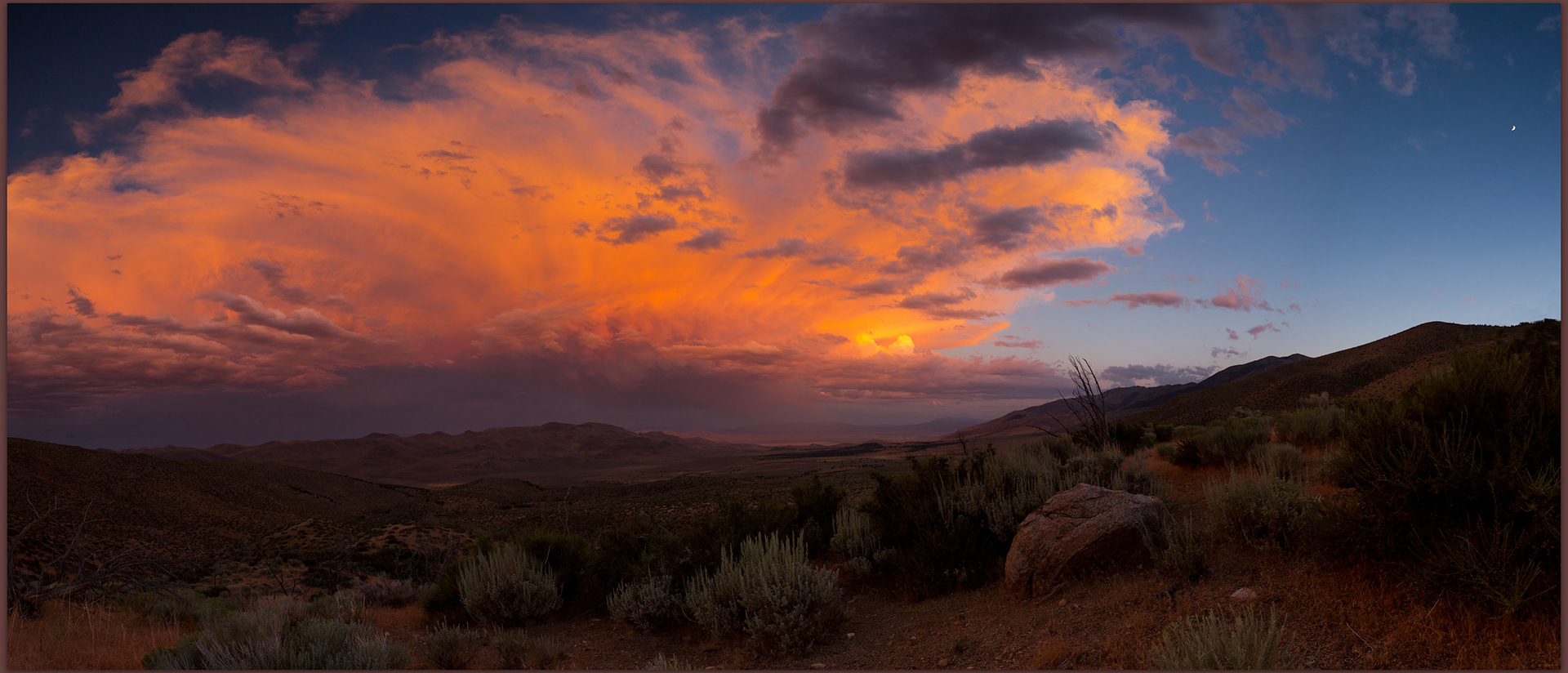 Fading storm over Smith Valley, Pine Nut Mountains, Great Basin Desert, NV, USA