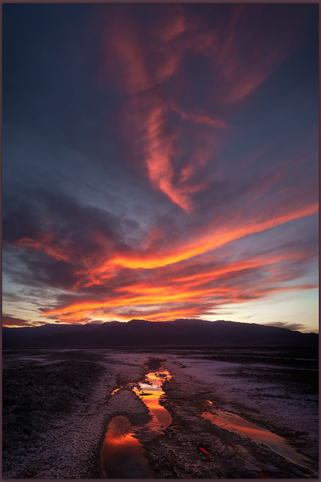 Convergence. The desert aurora of sunset in Death Valley, CA, USA