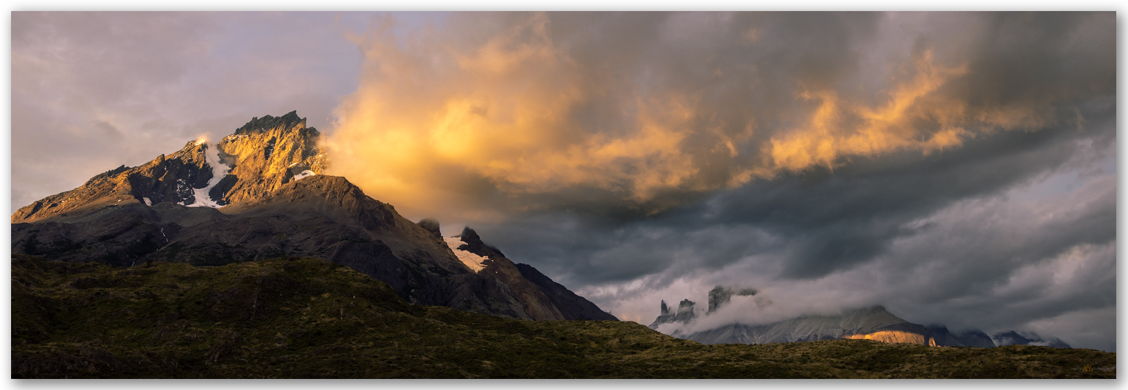 Paine Grande. Sunrise and approaching rain, Torres del Paine National Park, Chile