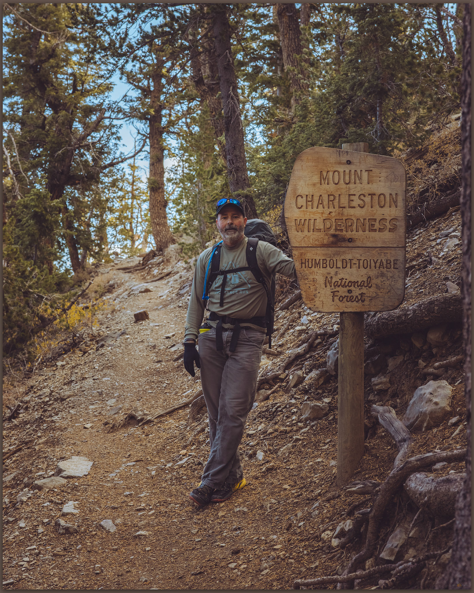 Entering Mount Charleston Wilderness on the north slope of Griffith Peak, Spring Mountains, Mojave Desert, USA