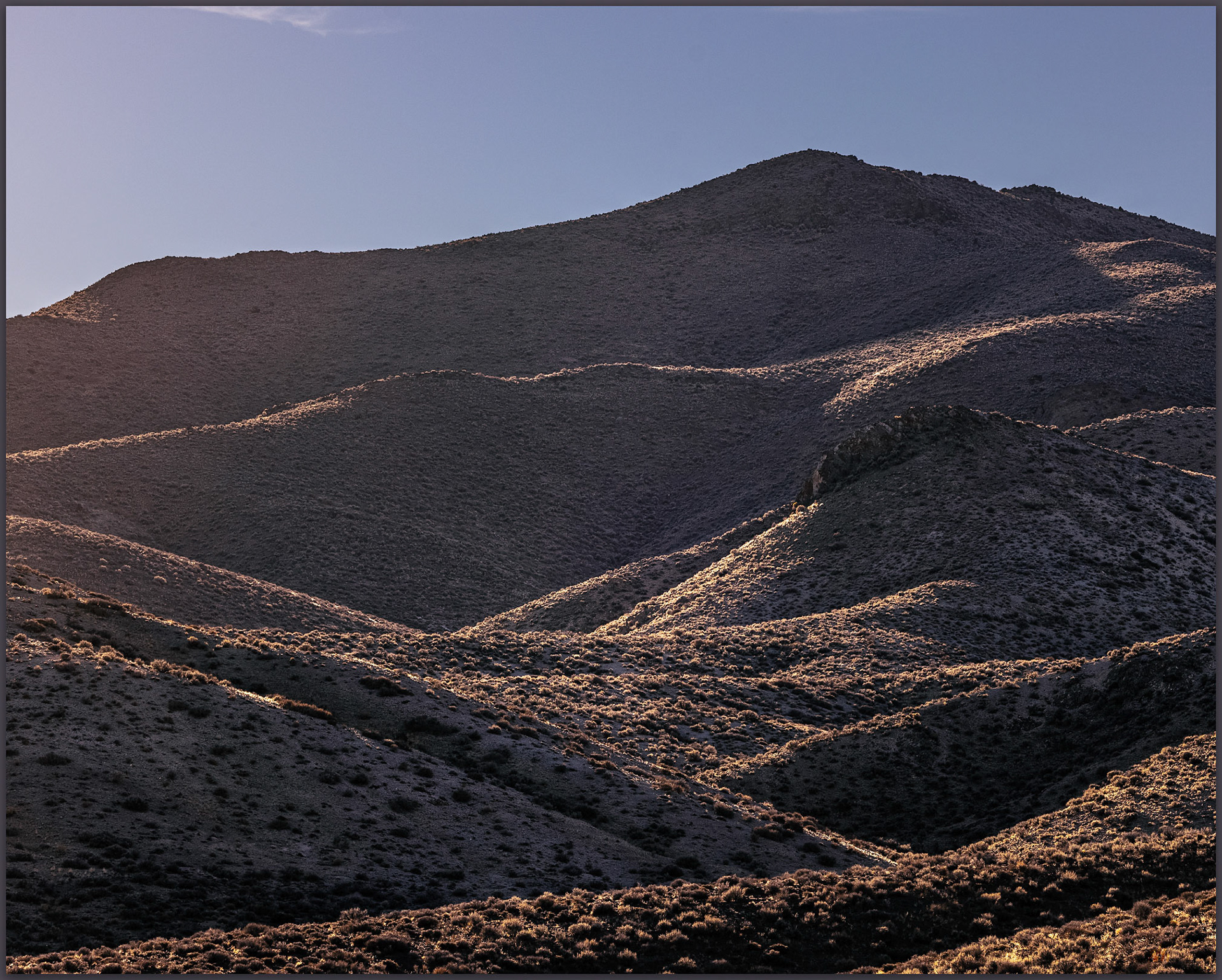 Peak 6399. The Sinkavata Hills highpoint rises above Little Bell Flat, Great Basin Desert, Nevada, USA