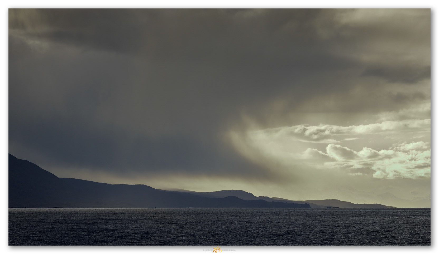Departing storm. Into the Beagle Channel at Ushuaia, Argentina