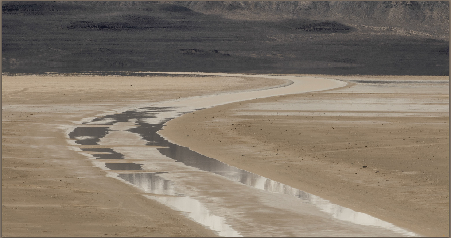 Anansi's Trail. Playa track flooded after fleeting rain, Black Rock Desert, NV, USA