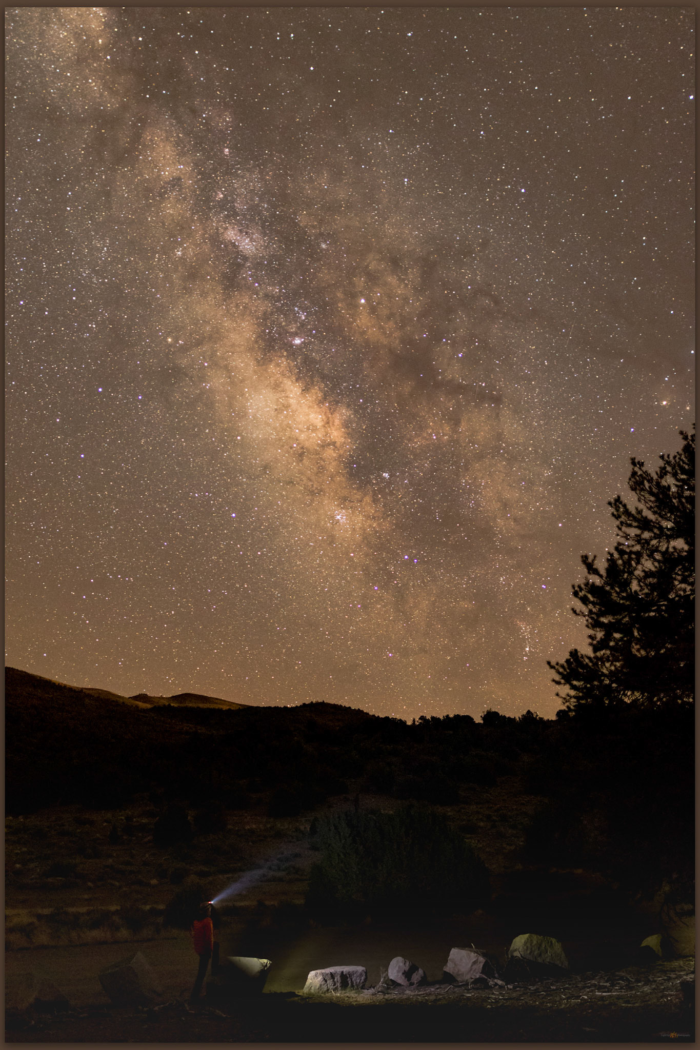 Pine Nut Milky Way. Learning the astro cliche, a headlamp selfie, Pine Nut Mountains, Great Basin Desert, NV, USA
