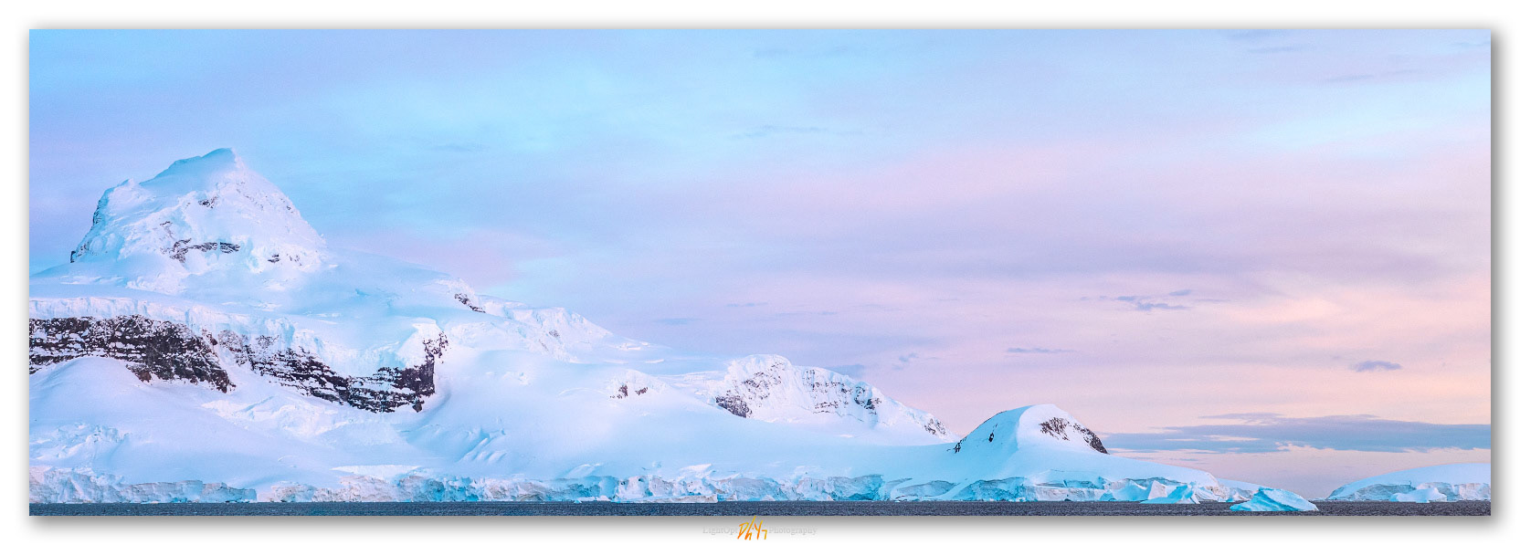 Early sky. Blue hour in the Antarctic Peninsula