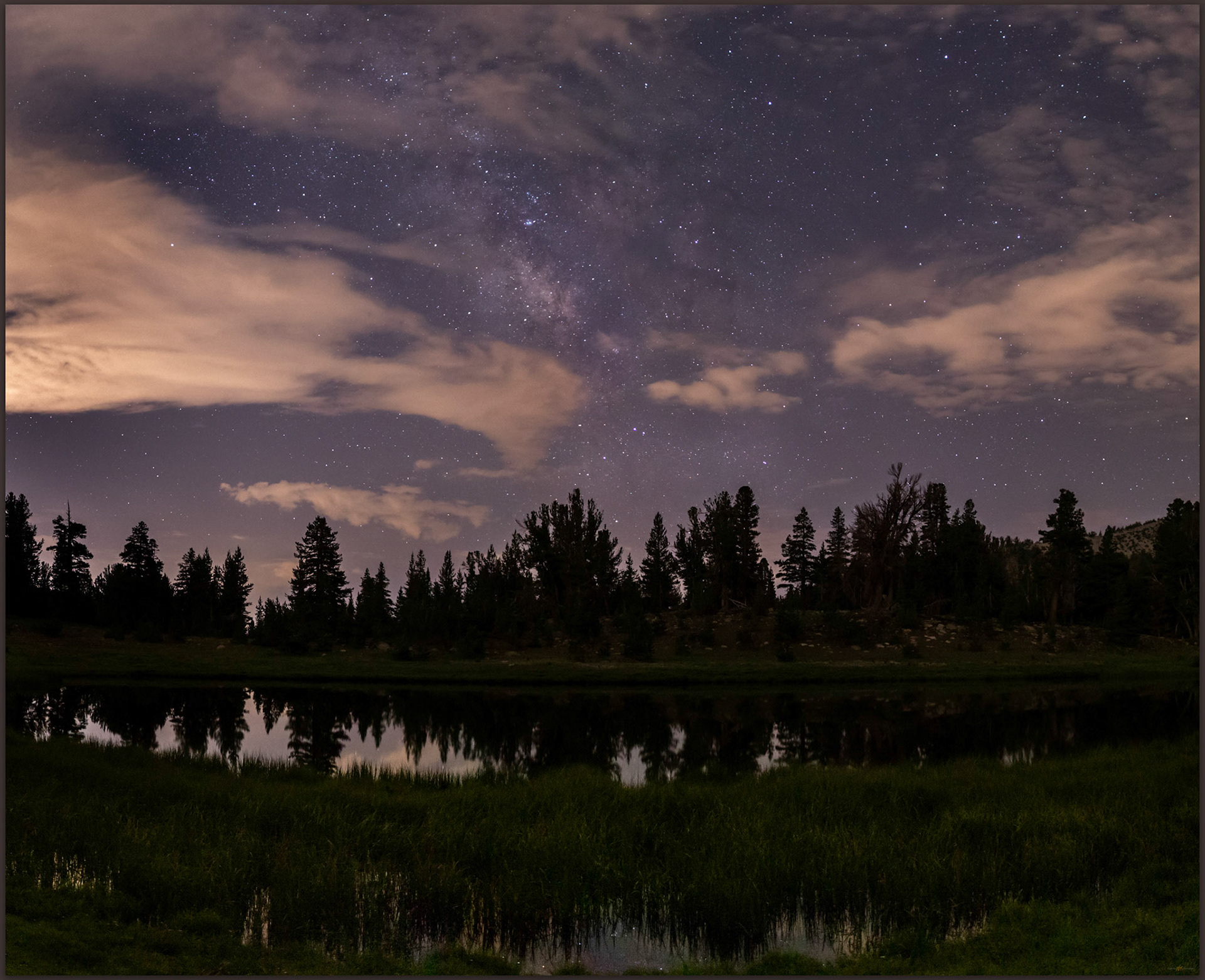 Night at Hawk Pond, on the slopes of Mount Rose, Carson Range, NV, USA