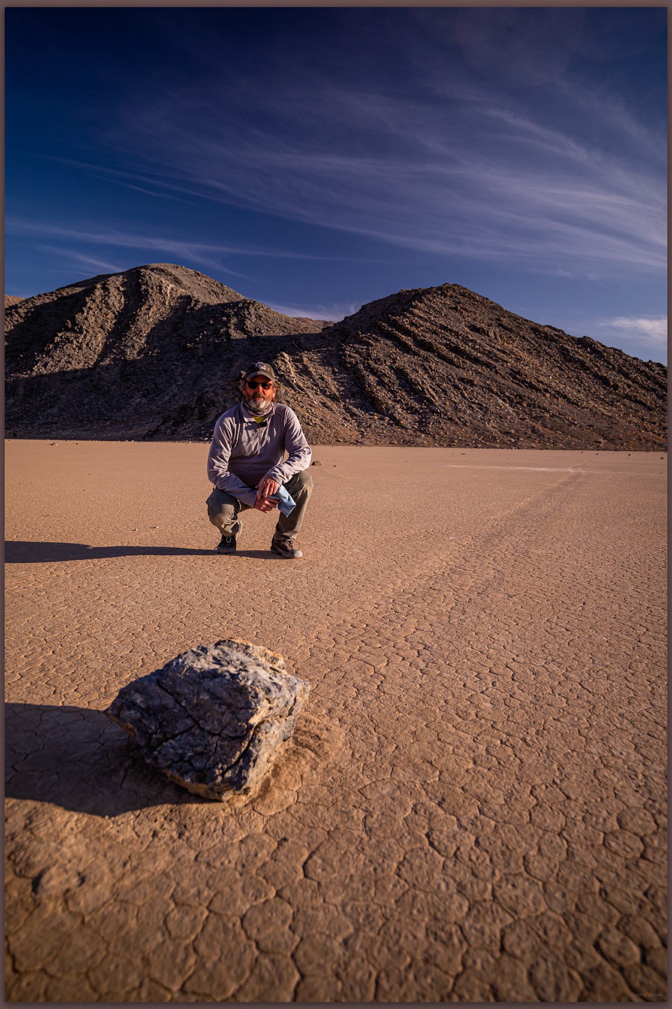 At the racetrack. With the tell-tale rocks of the Racetrack Playa, Death Valley National Park, CA, USA
