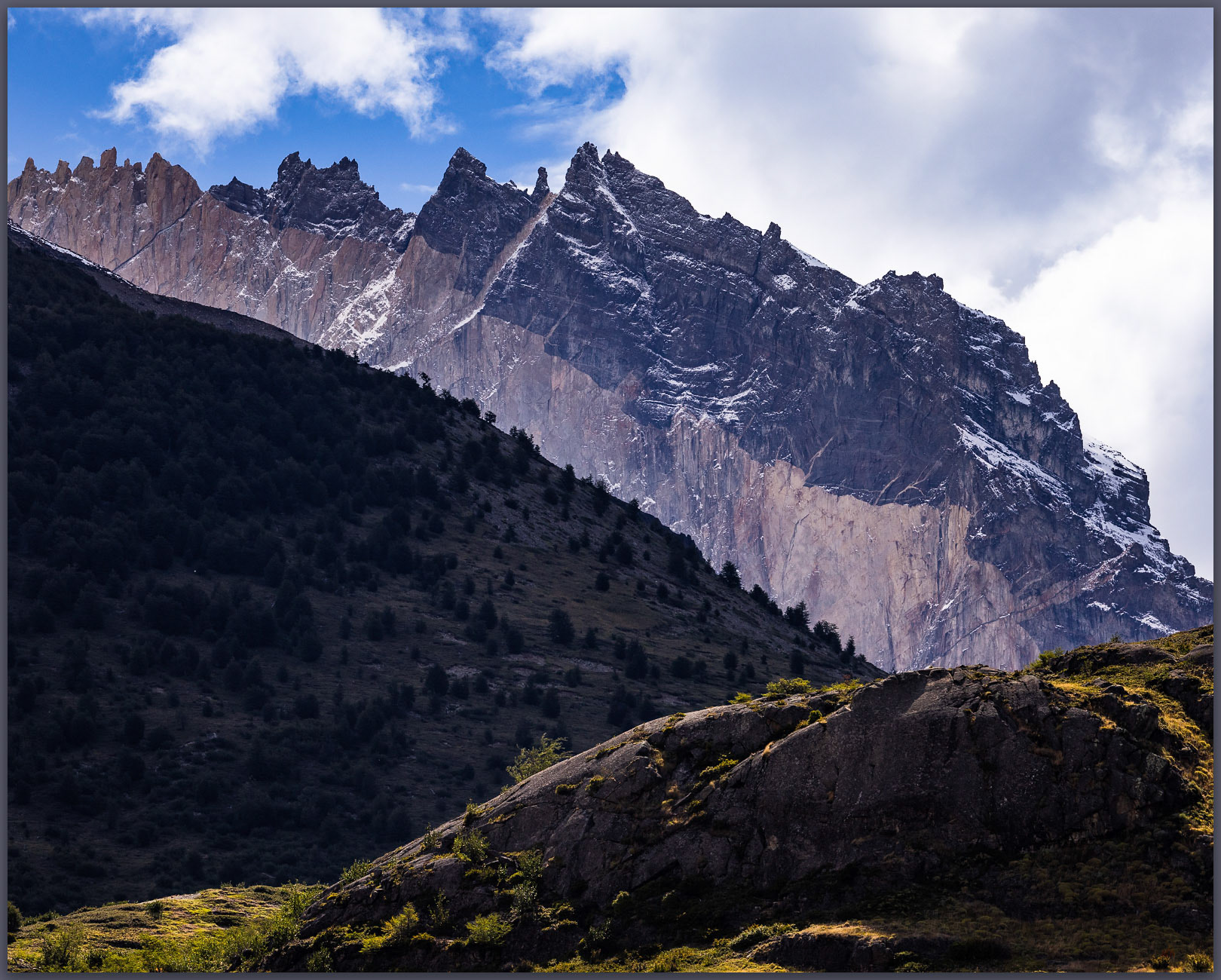 The ridge of the condor. Clearing skies in Torres del Paine National Park, Chile