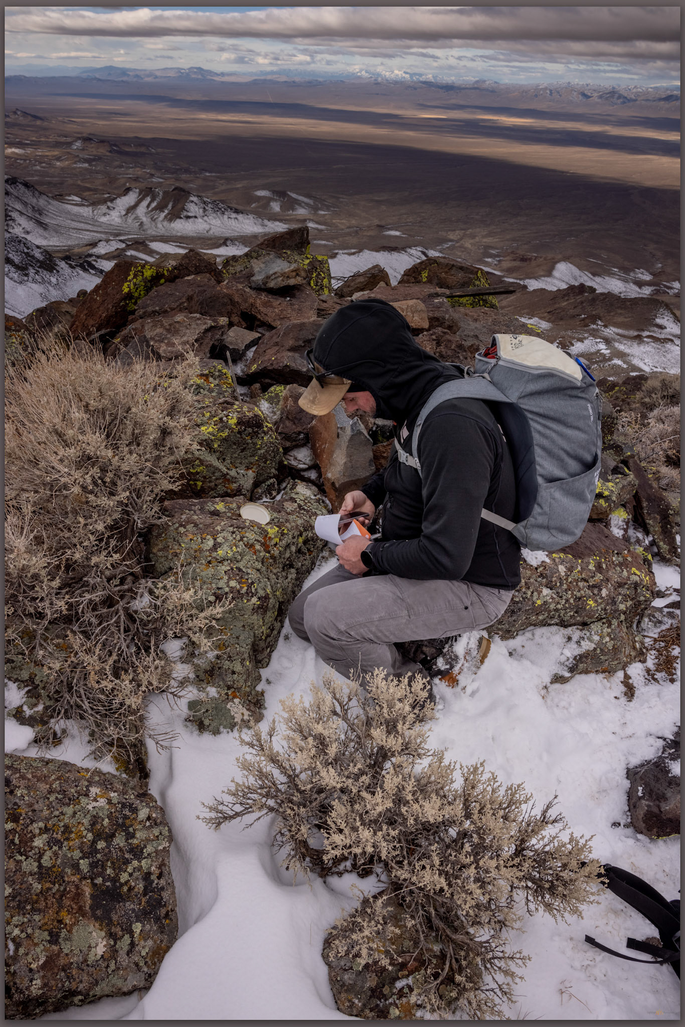 Summit register, nicely not a popular spot. Trinity Range, Great Basin Desert, NV, USA