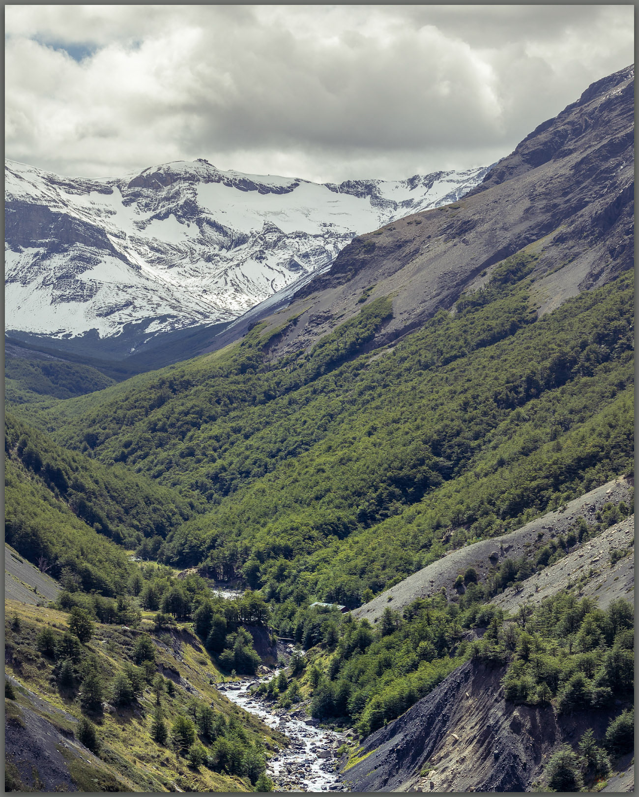 Upper Ascencio. A brief storm clears from the canyon of Rio Ascencio, Torres del Paine National Park, Chile