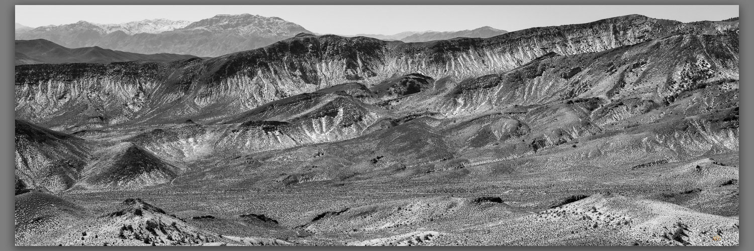 Snow remains. North slopes hold fading winter moisure, Mojave Desert, NV, USA