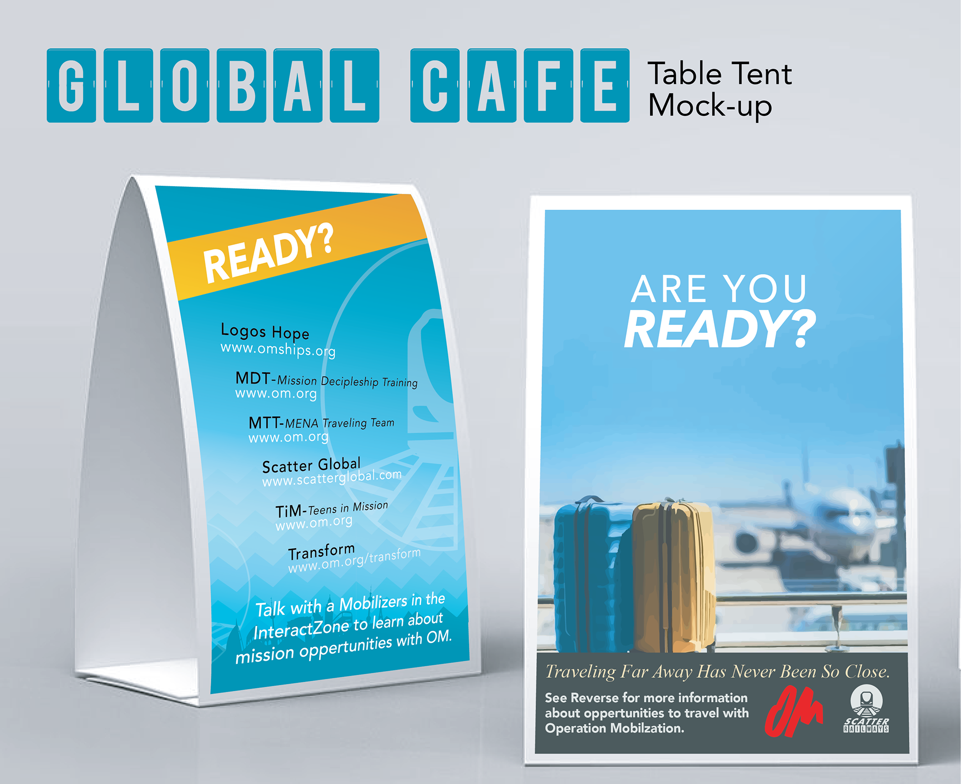 Table tents for use in the cafe