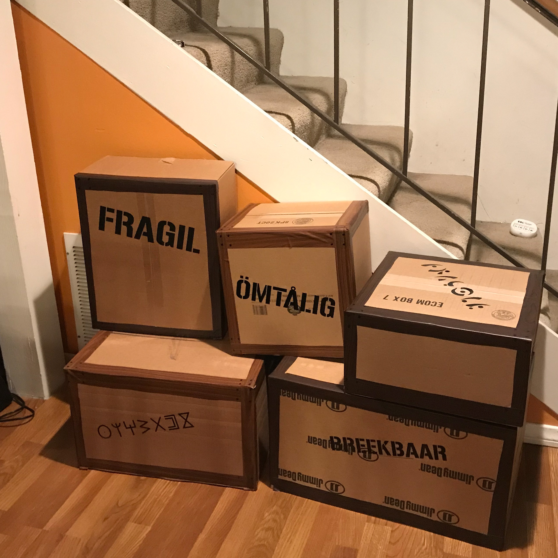 Cardboard crates to set the scene.