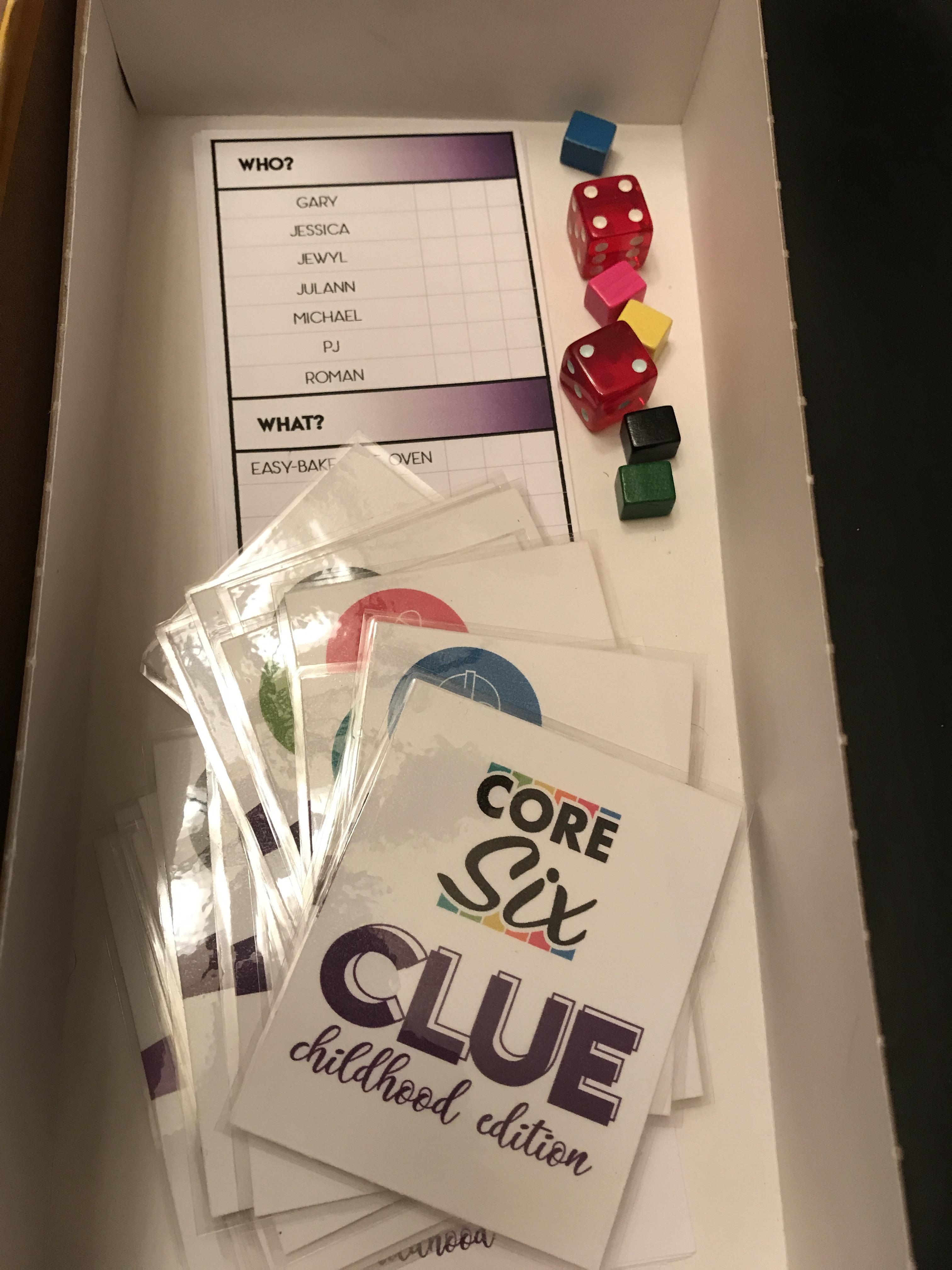 Personilized cards and detective sheets.