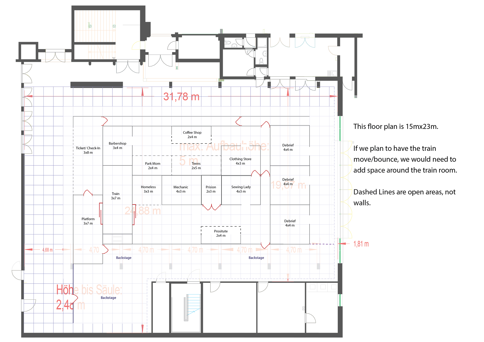 footprint over the venue floorplan